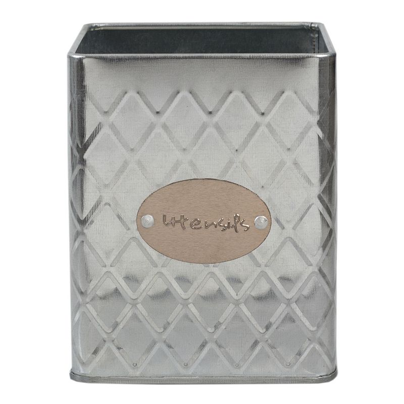 Home Basics Arbor Collection Tin Utensil Holder, Silver