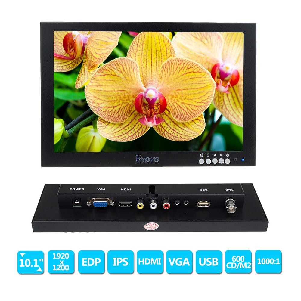 1920x1200 1000:1 10'' 1080P IPS HDMI VGA Monitor Screen Video For PC DVD Camera
