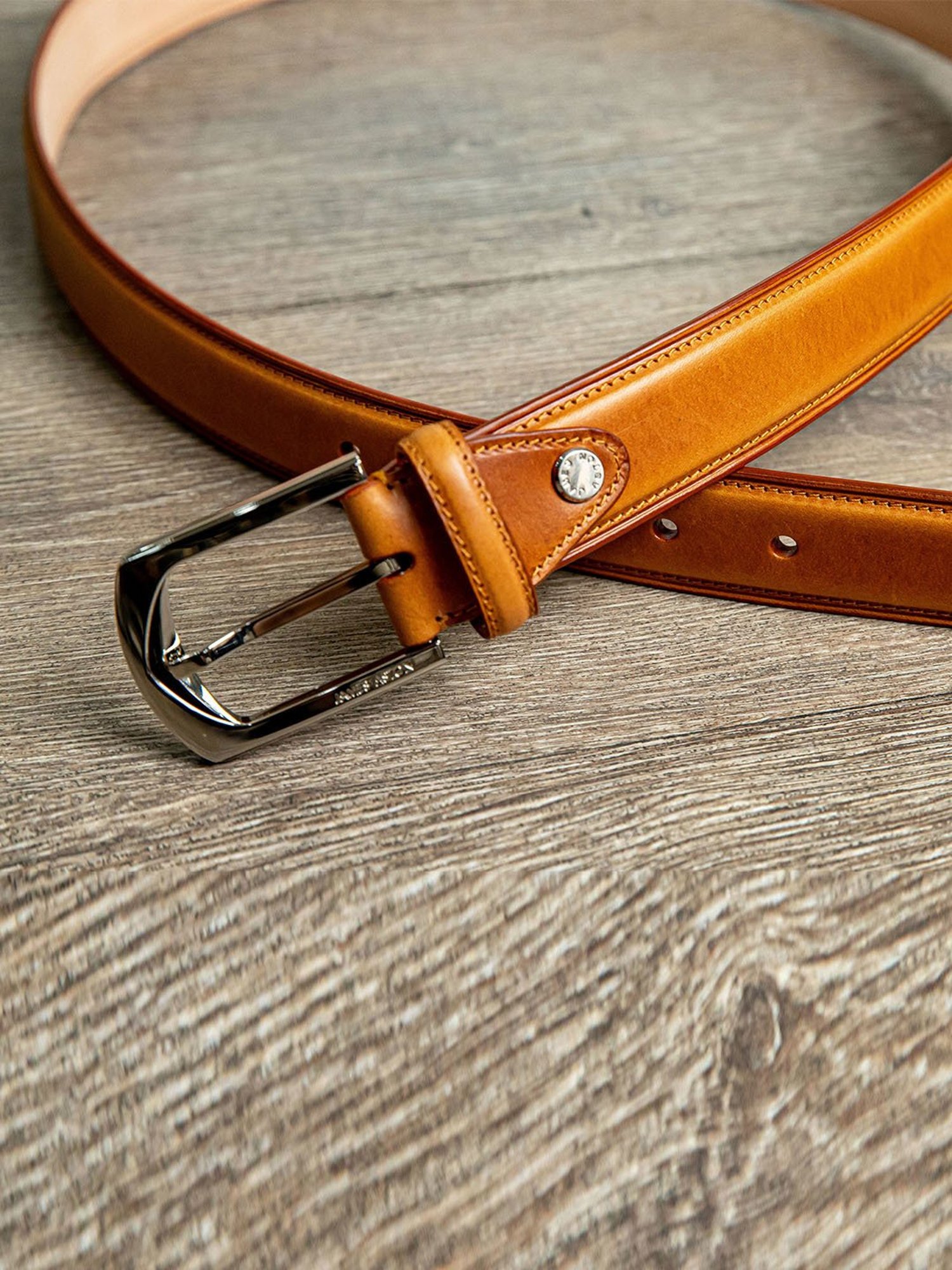 James Aston Tan Leather Waist Belt for Men