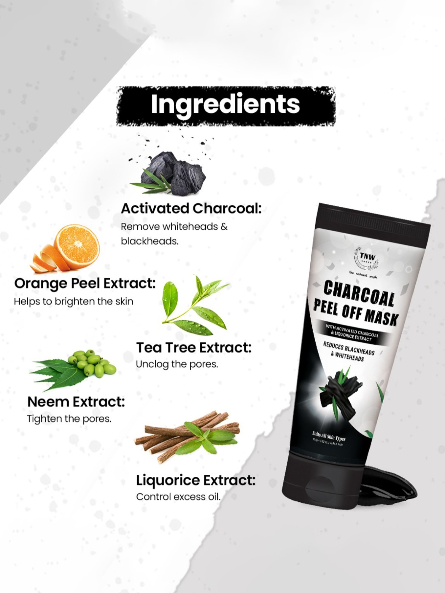 TNW-The Natural Wash Charcoal Peel Off Mask - 100 gm