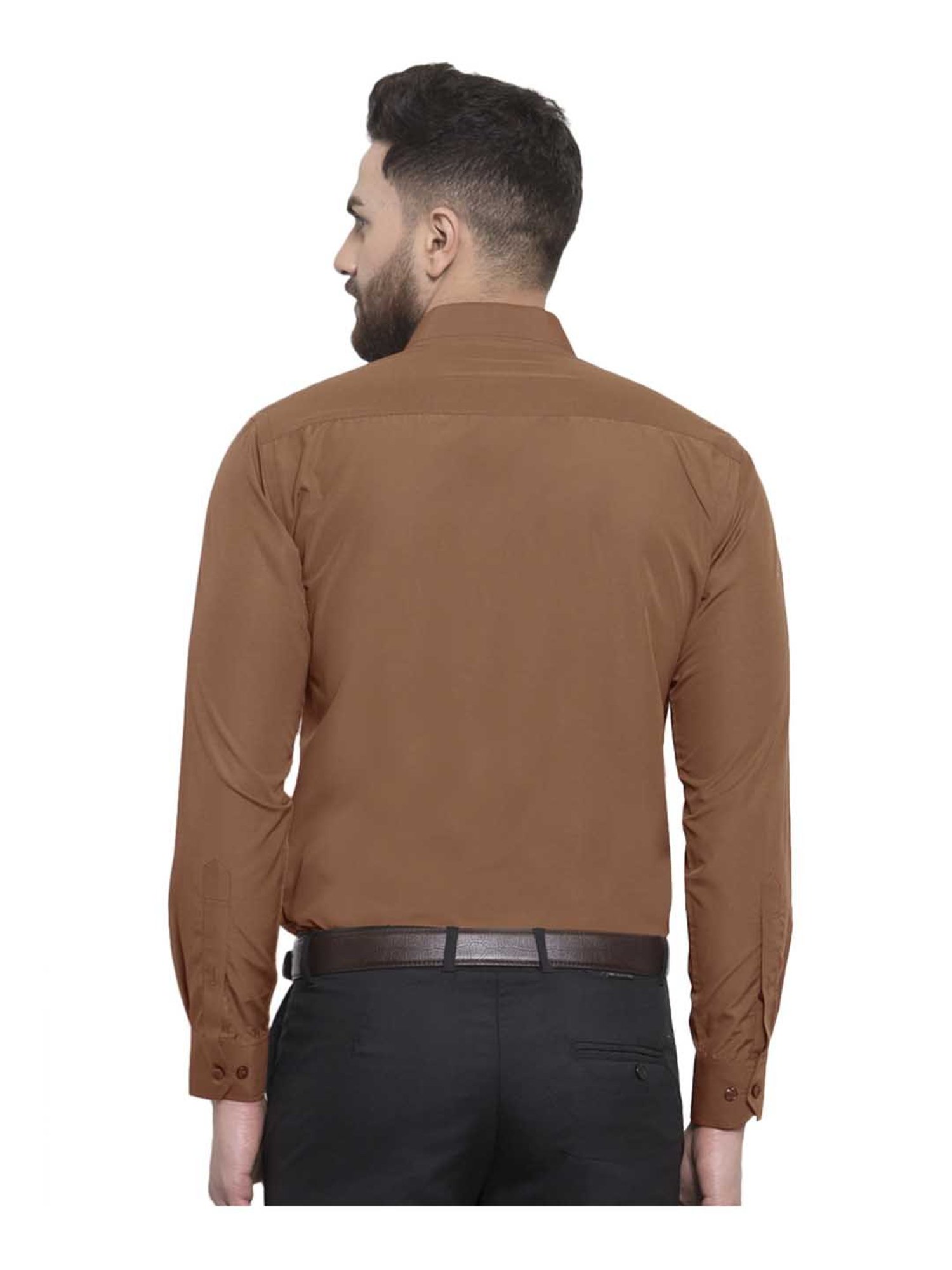 English Navy Dark Brown Full Sleeves Shirt