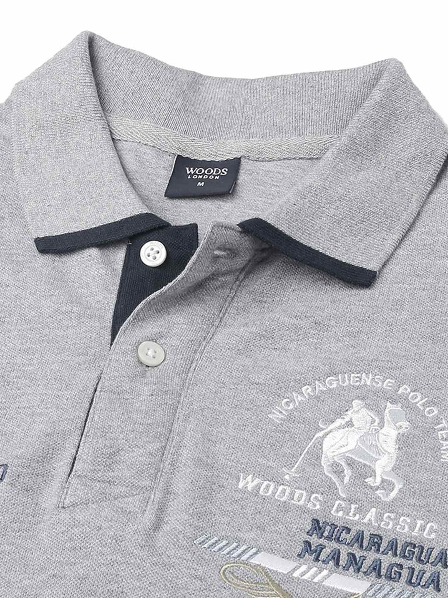 Woodland Mid Grey Cotton Regular Fit Polo T-Shirt