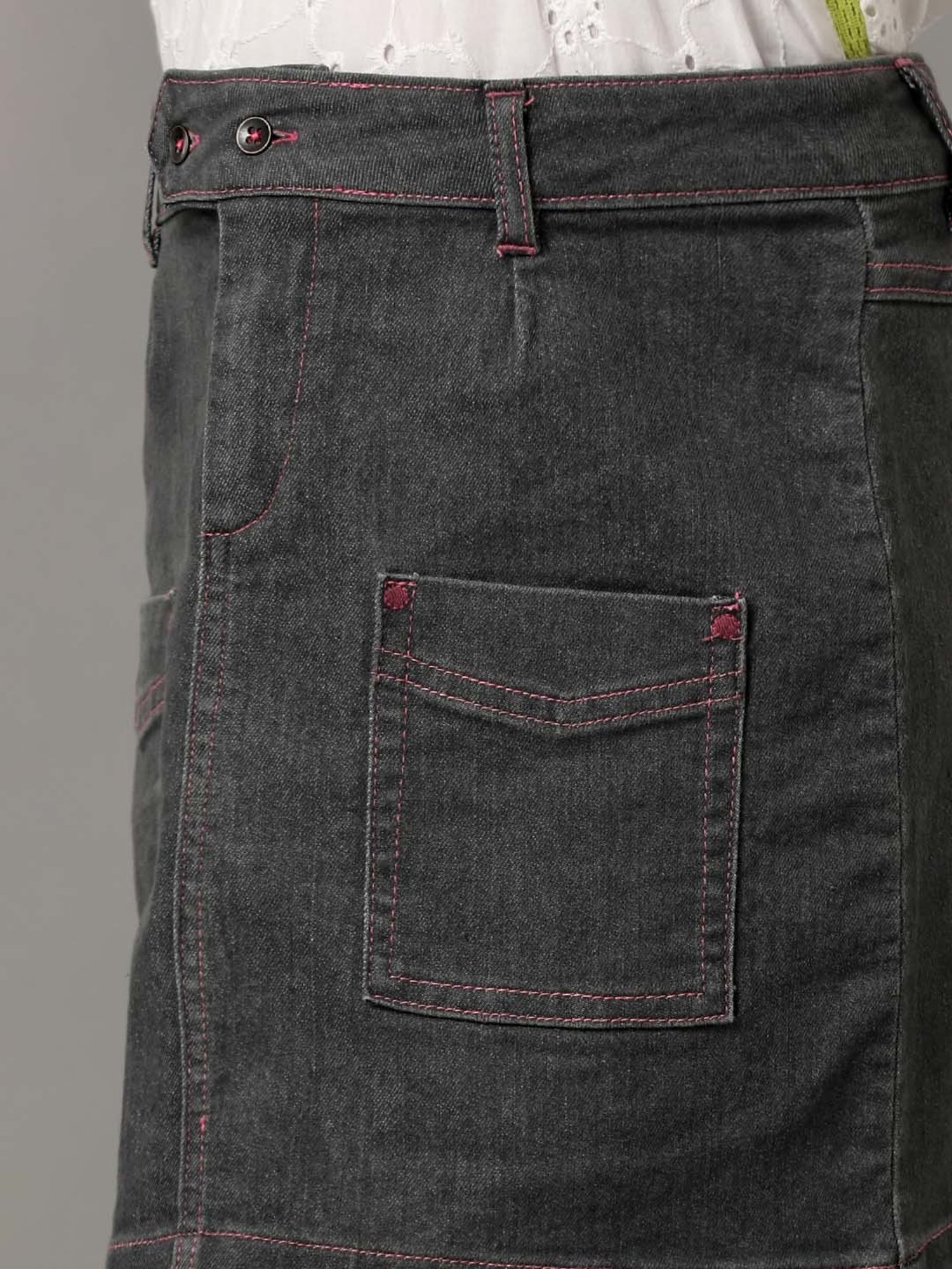 Under Fourteen Only Kids Grey Cotton Regular Fit Skirt