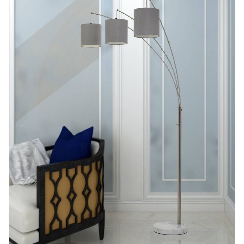 89" Metal Lyndon Arc Floor Lamp with Drum Shade and Marble Base Gray - Cal Lighting