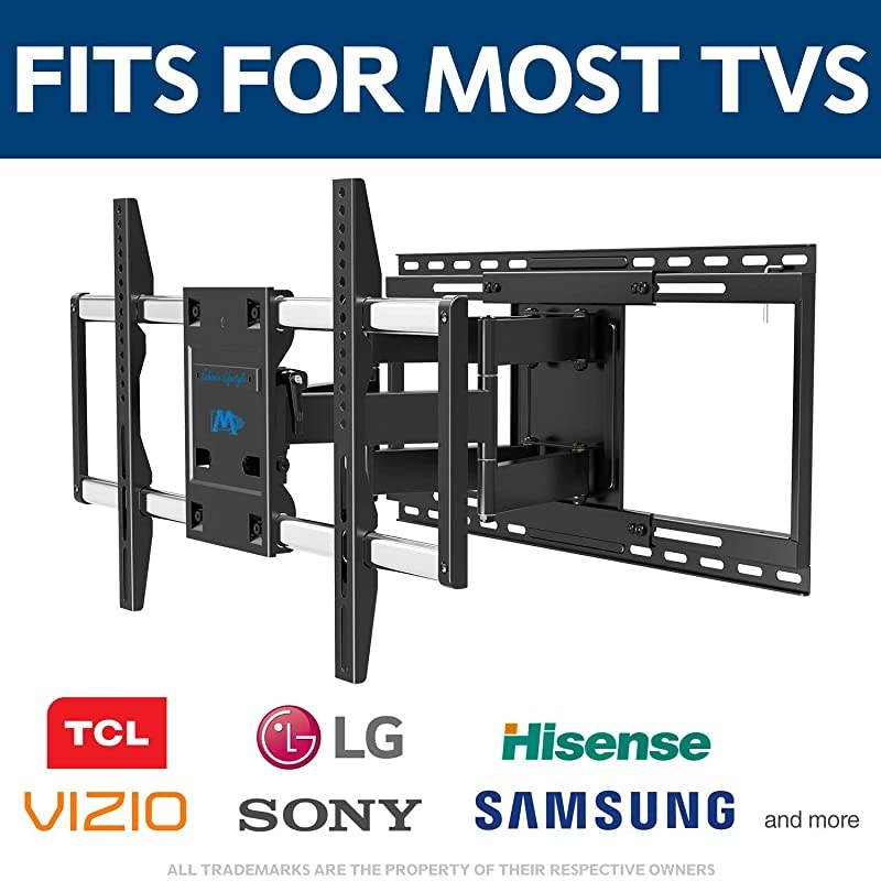 TV Mount with Sliding Design for 4270 Inch TVs Easy for TV Centering on Wall Full Motion TV Wall Mount Fits Most Smart OLED TVs Easy to Install on 16quot~ 24quot Studs Extend to 19quot