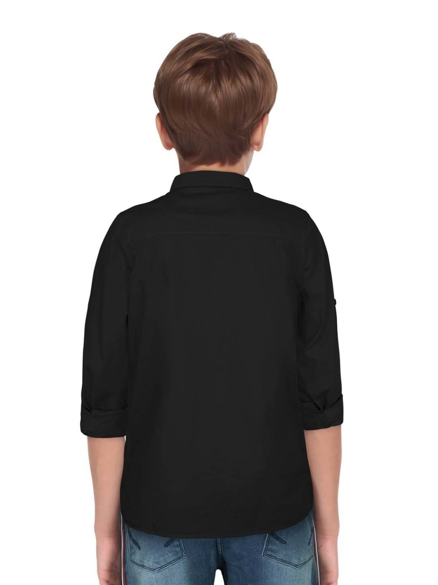 Allen Solly Junior Boys Black Logo Full Sleeves Shirt