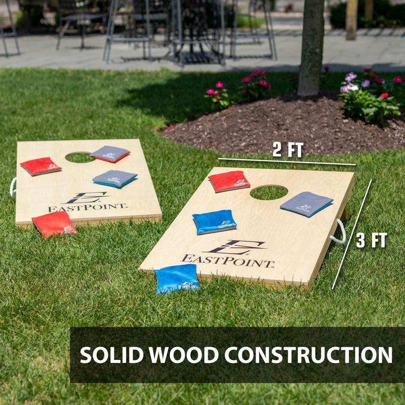 EastPoint Sports Solid Wood Bean Bag Toss Cornhole Yard Game Board Set with Bags