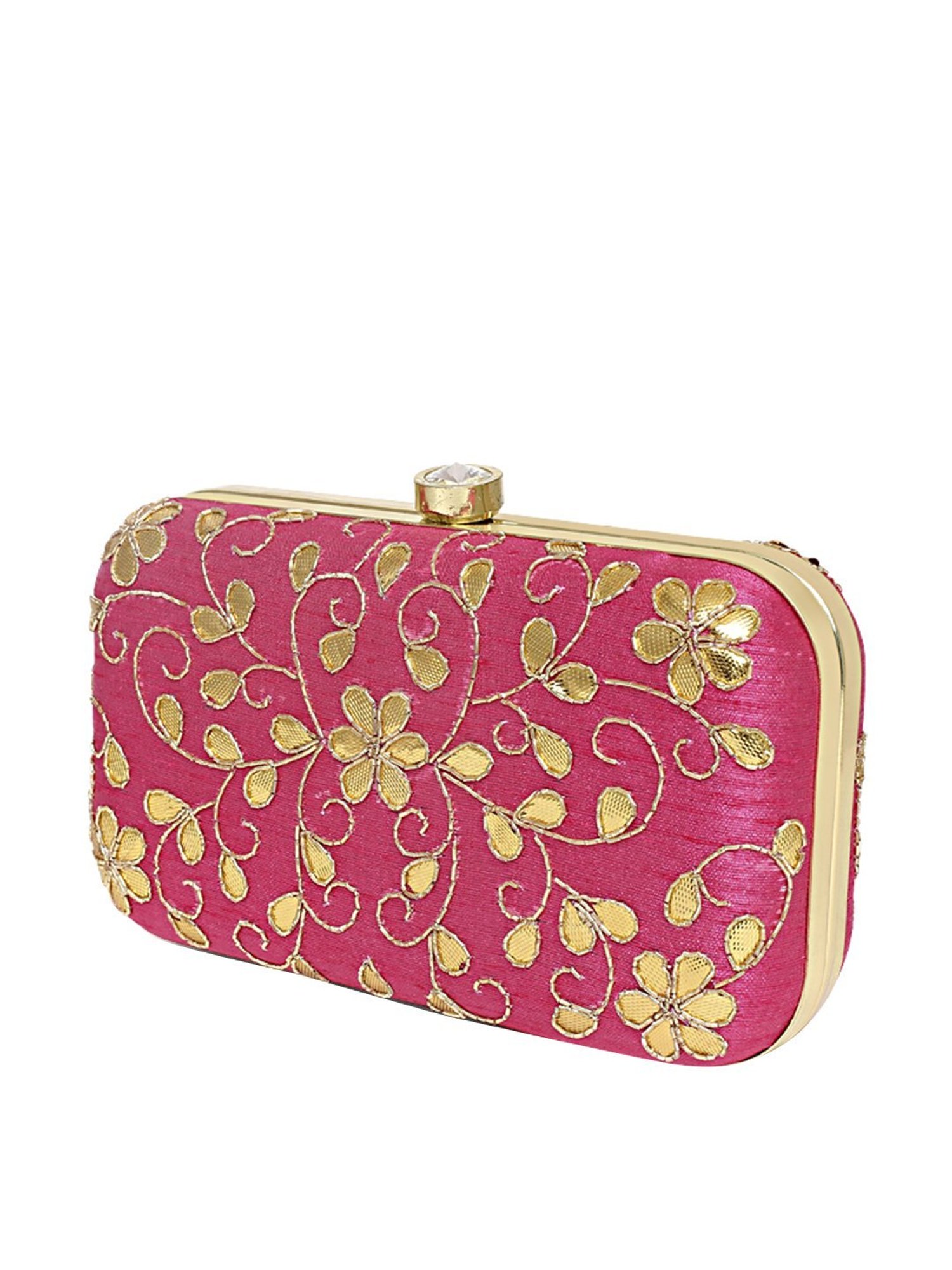 Tarini Nirula Pink Silk Minaudiere Clutch