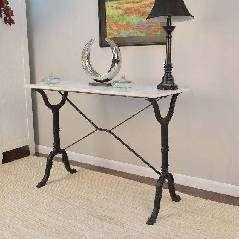 Draven Marble Top Console Table White/Black - Carolina Chair & Table