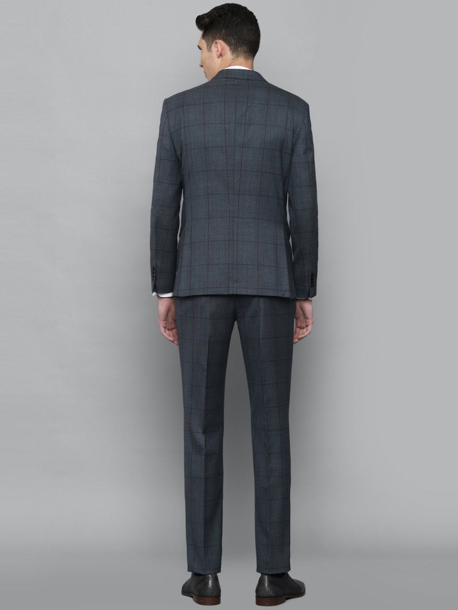 Luxure By Louis Philippe Grey Slim Fit Checks Two Piece Suit