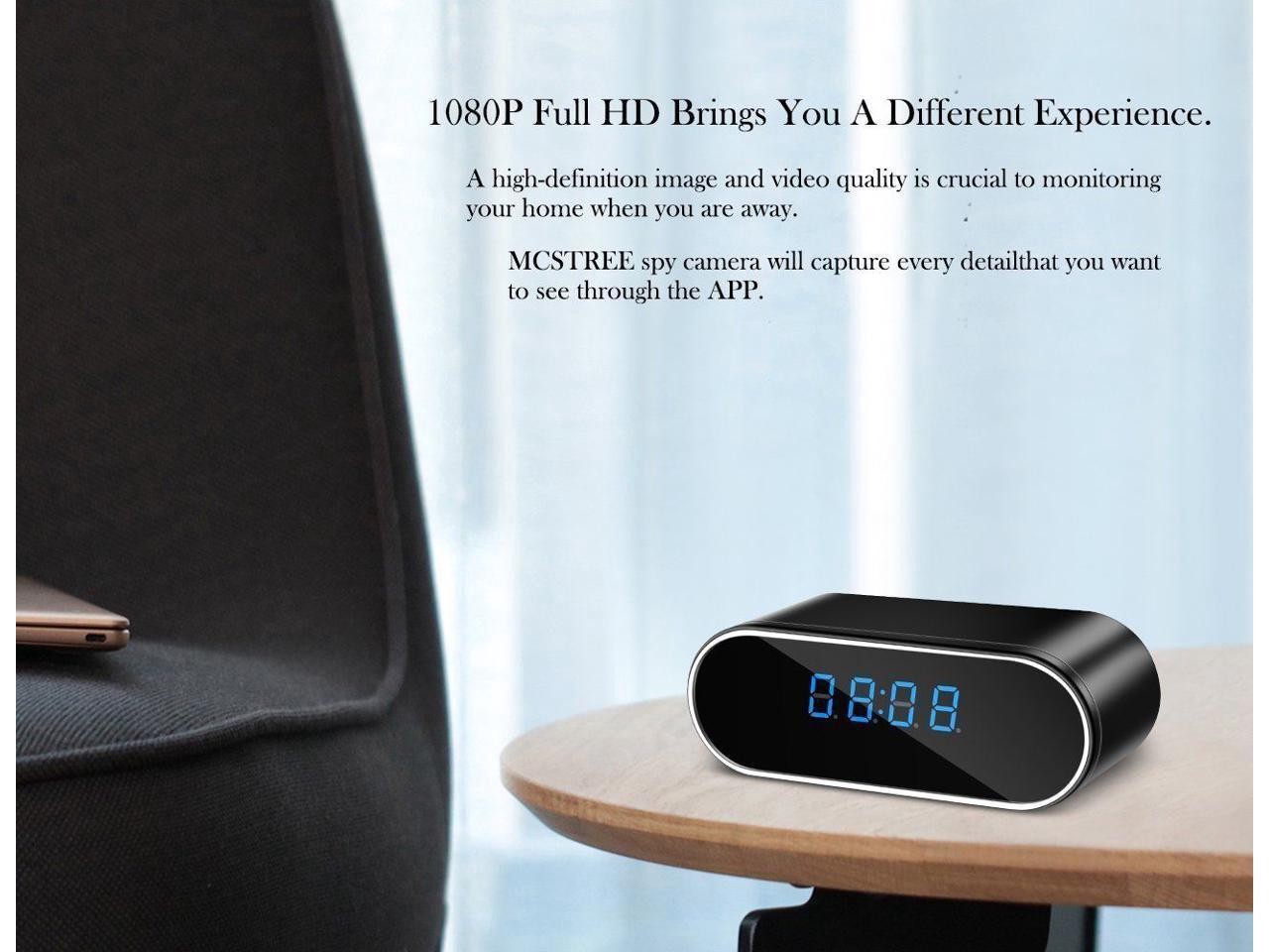 Hidden Spy Camera, 1080P WiFi Mini Camera Clock Wireless Security Cameras Video Recorder for Home Covert Monitor Remote View Nanny Cam 140&deg;Angle Night Vision Motion Detection (2019 Upgraded Version)