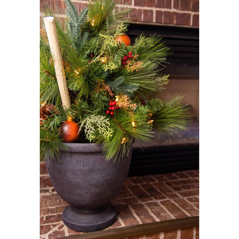 Home Heritage 32 Inch Christmas LED Pre-Lit Potted Shrub for Indoor or Outdoor