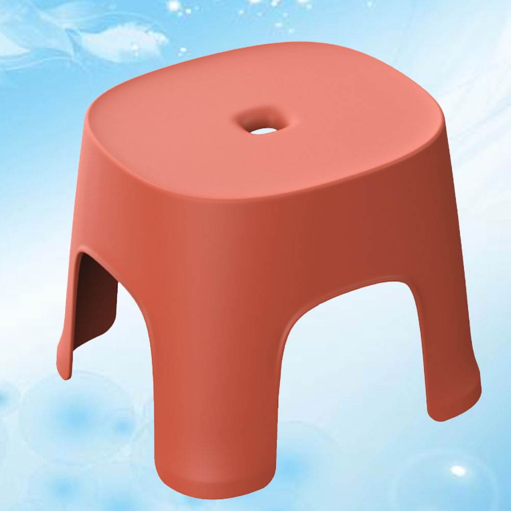 1PC Multi-use Plastic Stool Anti-slip Low Stool Shoes Wearing Stool Bathroom Small Stool for Home (Red)