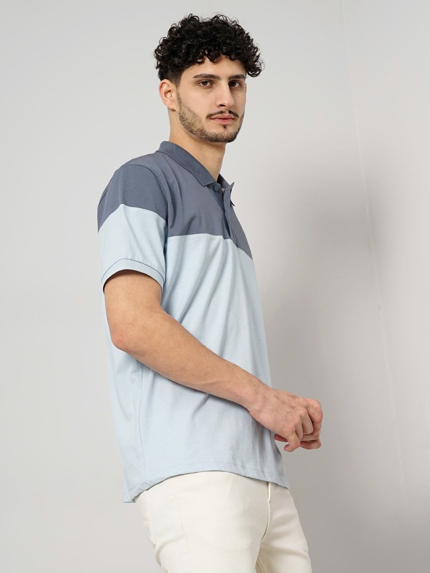 celio* Blue Regular Fit Cotton Polo T-Shirt