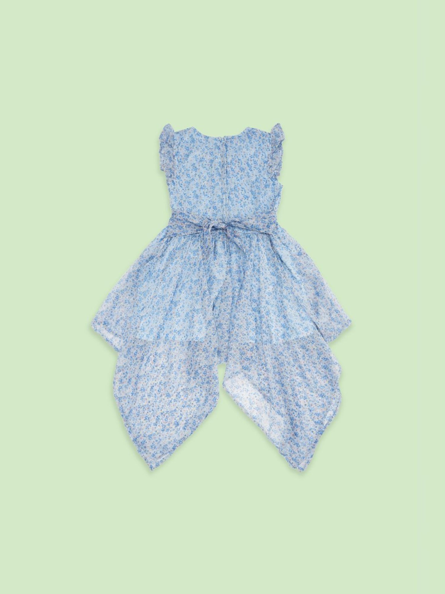 Pantaloons Junior Blue Cotton Floral Print Dress