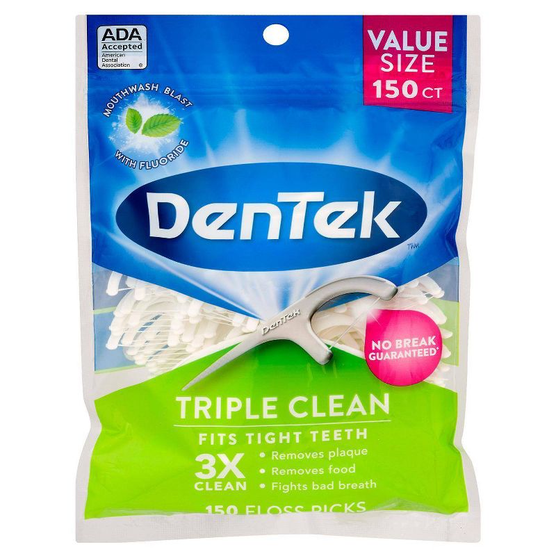 DenTek Triple Clean Floss Picks - For Tight Teeth - 150ct