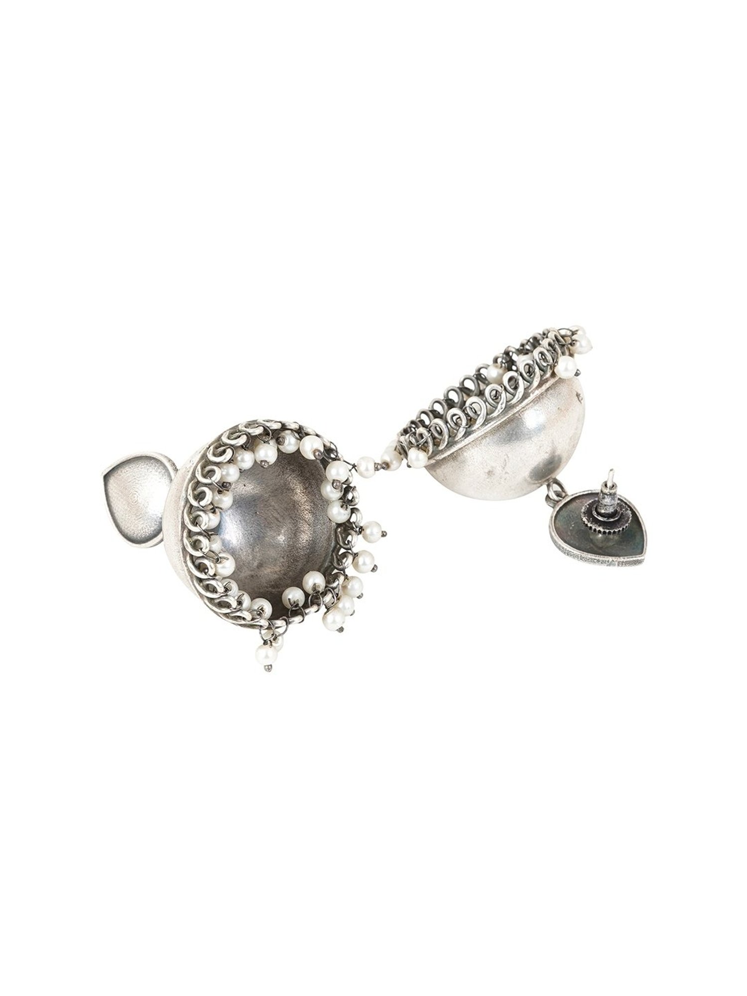 Teejh Ethnic Tara Silver Oxidized Jhumki Earrings