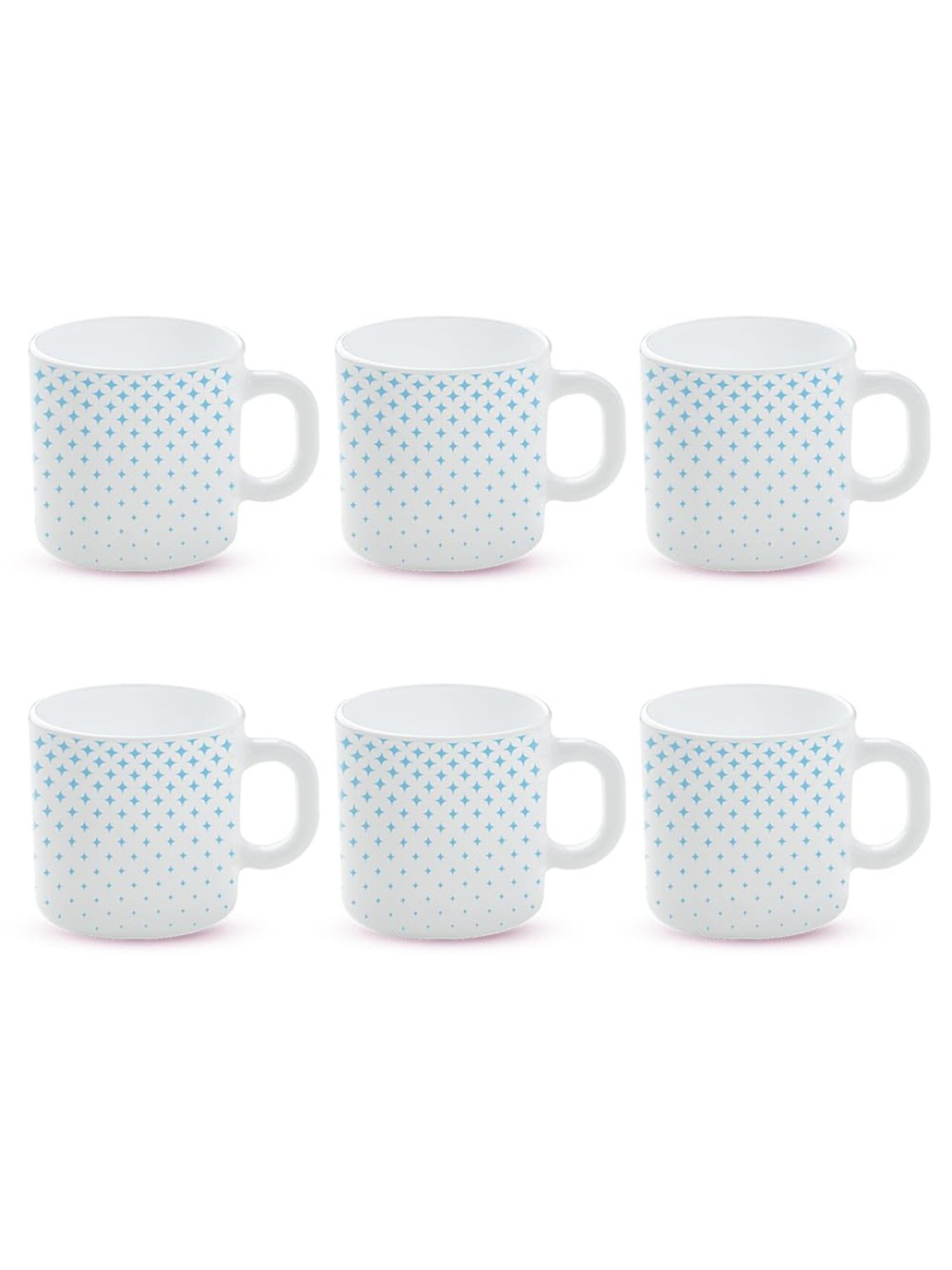Larah by Borosil White Ceramic Tea & Coffee Mug - Set fo 6 180ml
