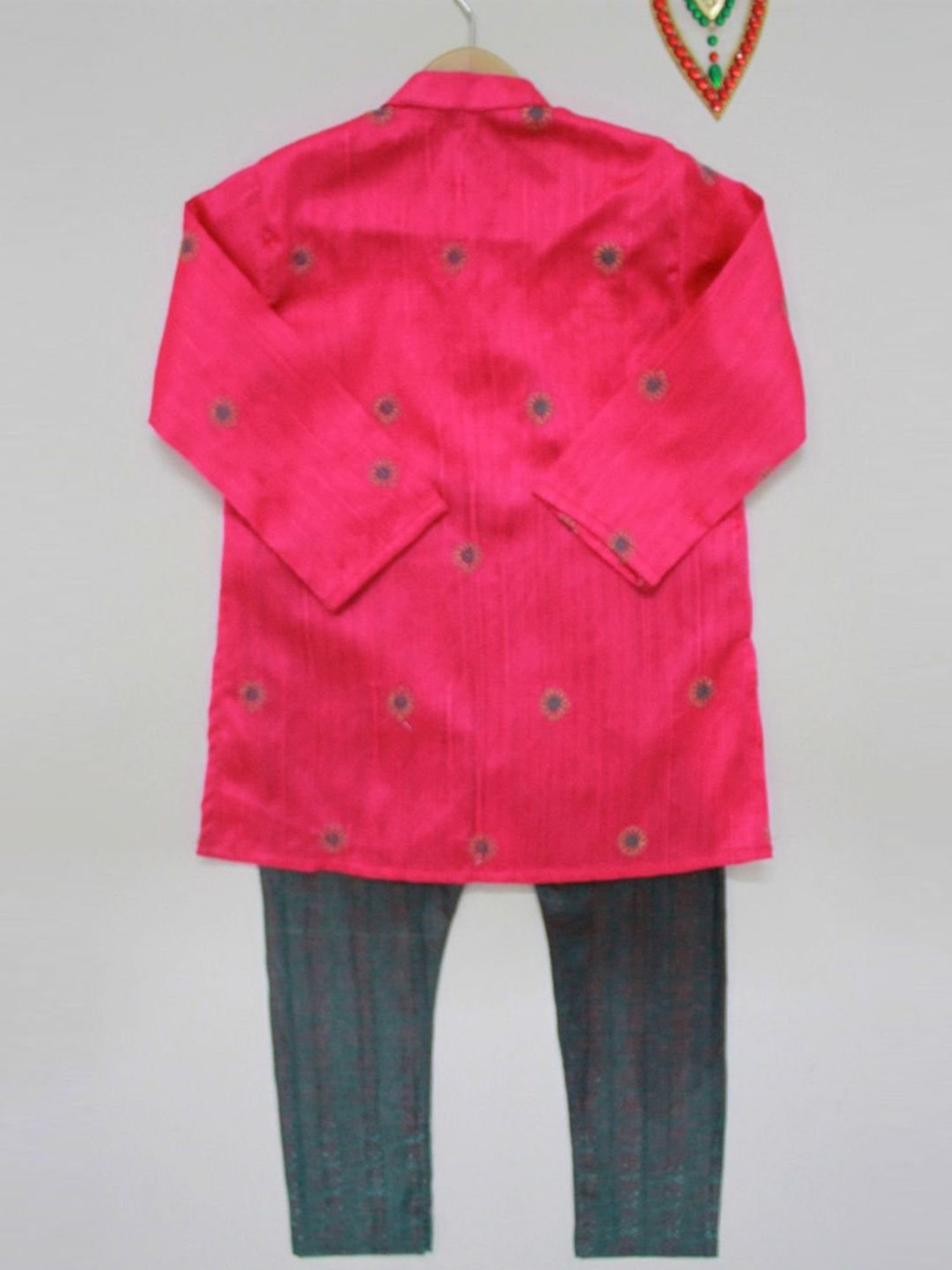 Many Frocks Kids Pink Embroidered Kurta Set