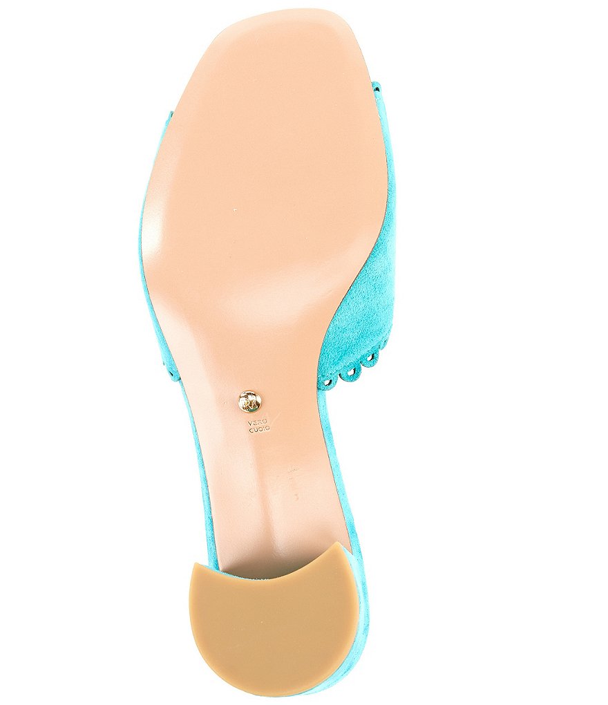 Pelle Moda Rayna Suede Scalloped Block Heel Slides