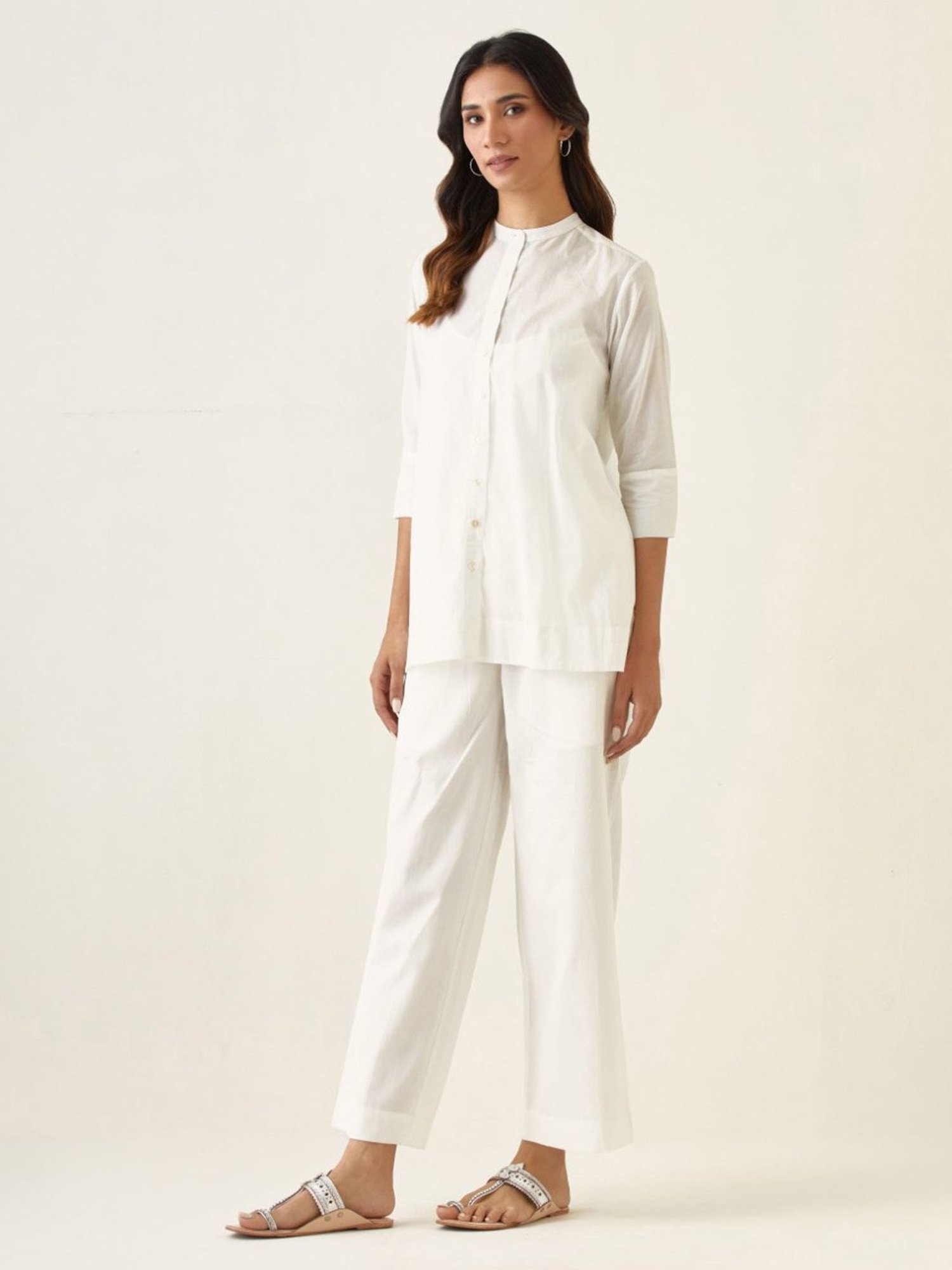 Vinusto White & Multicolored Summer Nostalgia Shirt with Pant and Scarf