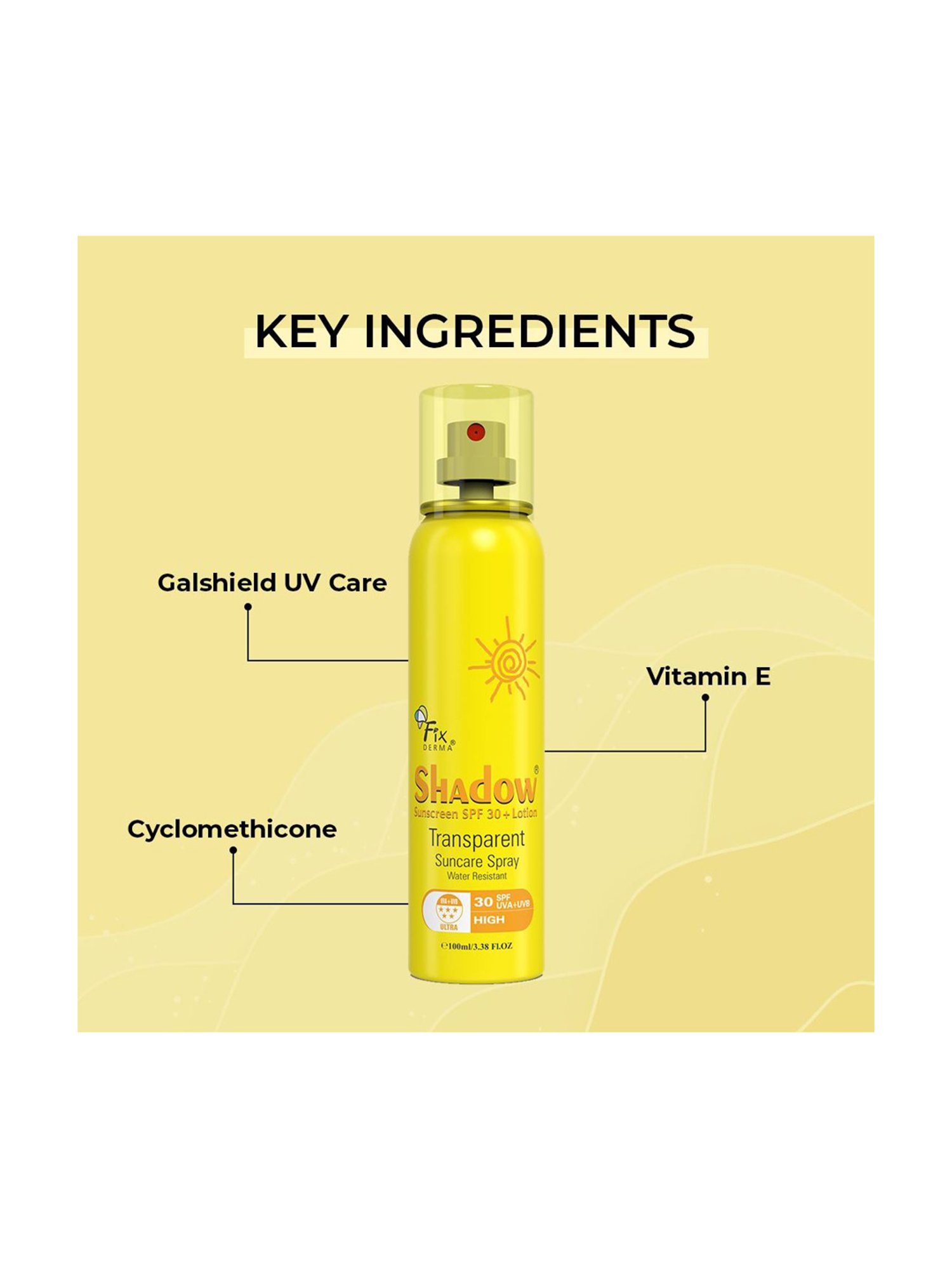 Fixderma Shadow Sunscreen Spf 30+ Lotion Transparent Suncare Spray - 100 ml