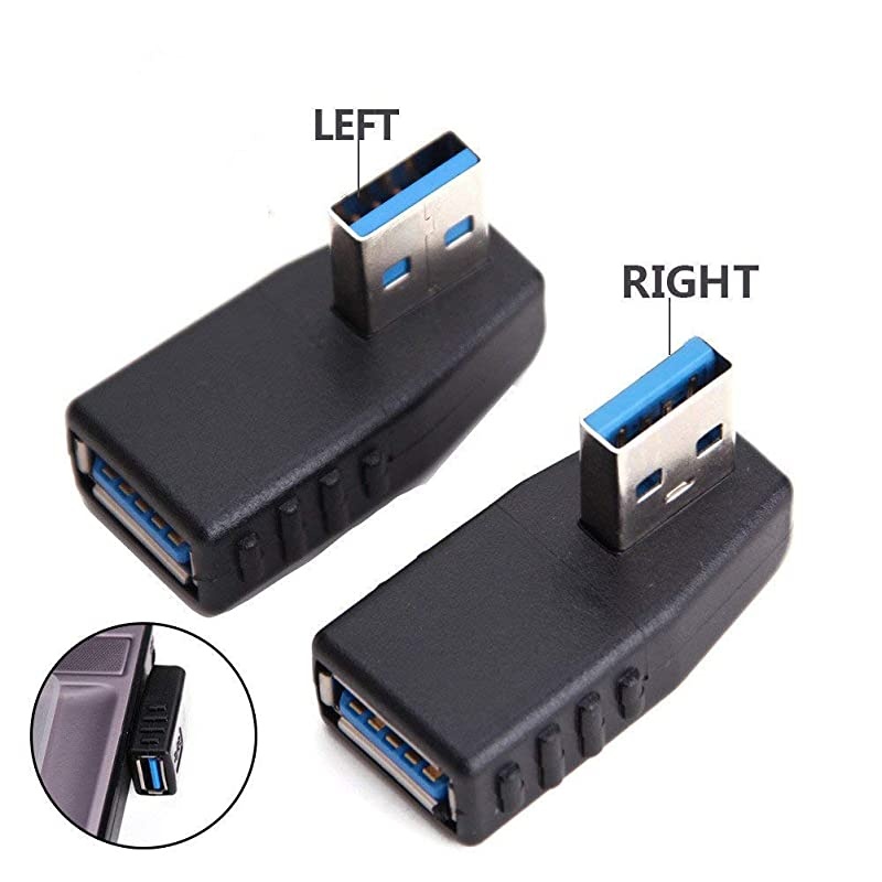 3.0 Adapter Couplers 90 Degree Male to Female,Connector Extender Plug Coupler Extender 4PCS (Including Left,Right and Up,Down Angle Adapter)
