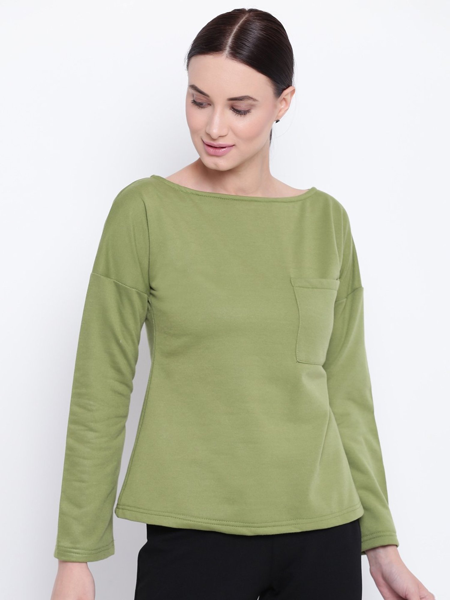 Belle Fille Green Full Sleeves Sweatshirt