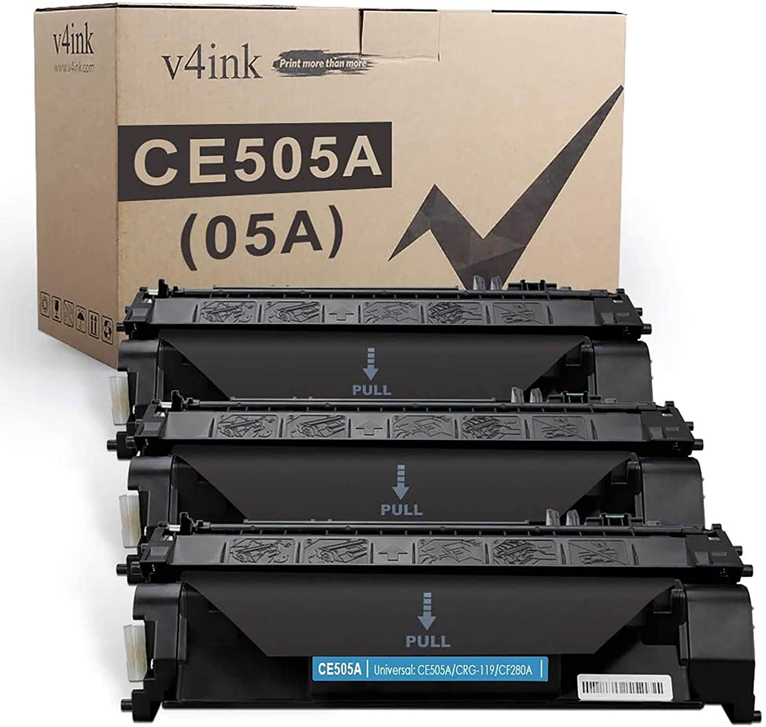 V4INK 3 Compatible Toner Cartridge Replacement for HP 05A CE505A Toner Ink Cartridge for HP Laserjet P2035 P2035n P2055dn P2055 P2055d, Pro 400 m401n m401dne m401dw MFP M425dn M425dw Printer