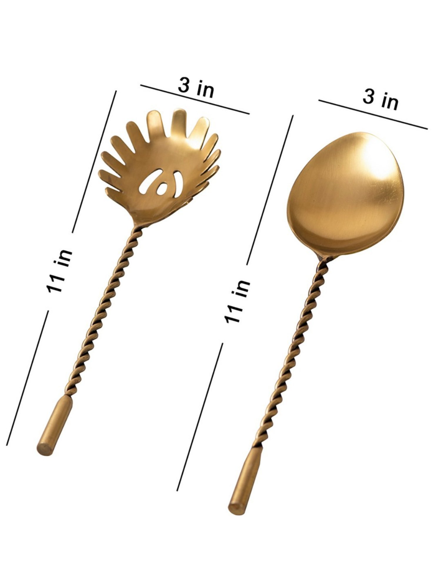 Nestroots Salad Serving Spoon Set with Long Handle Set of 2 for Dining Table Kitchen Serving Gold