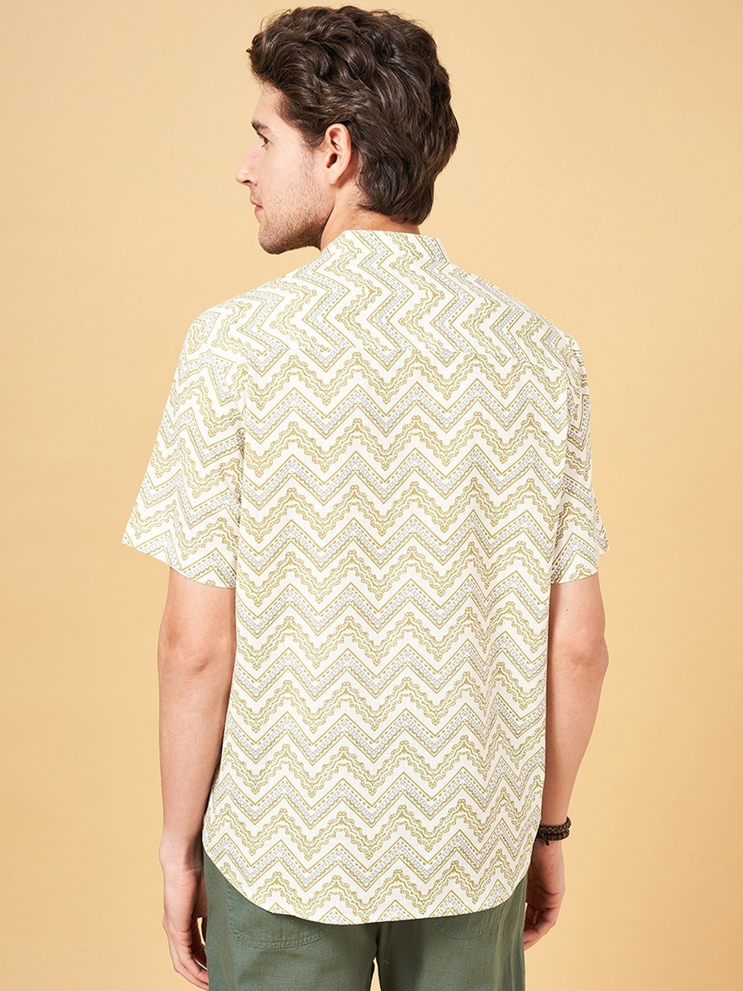 Indus Route by Pantaloons Natural Cotton Regular Fit Printed Shirt