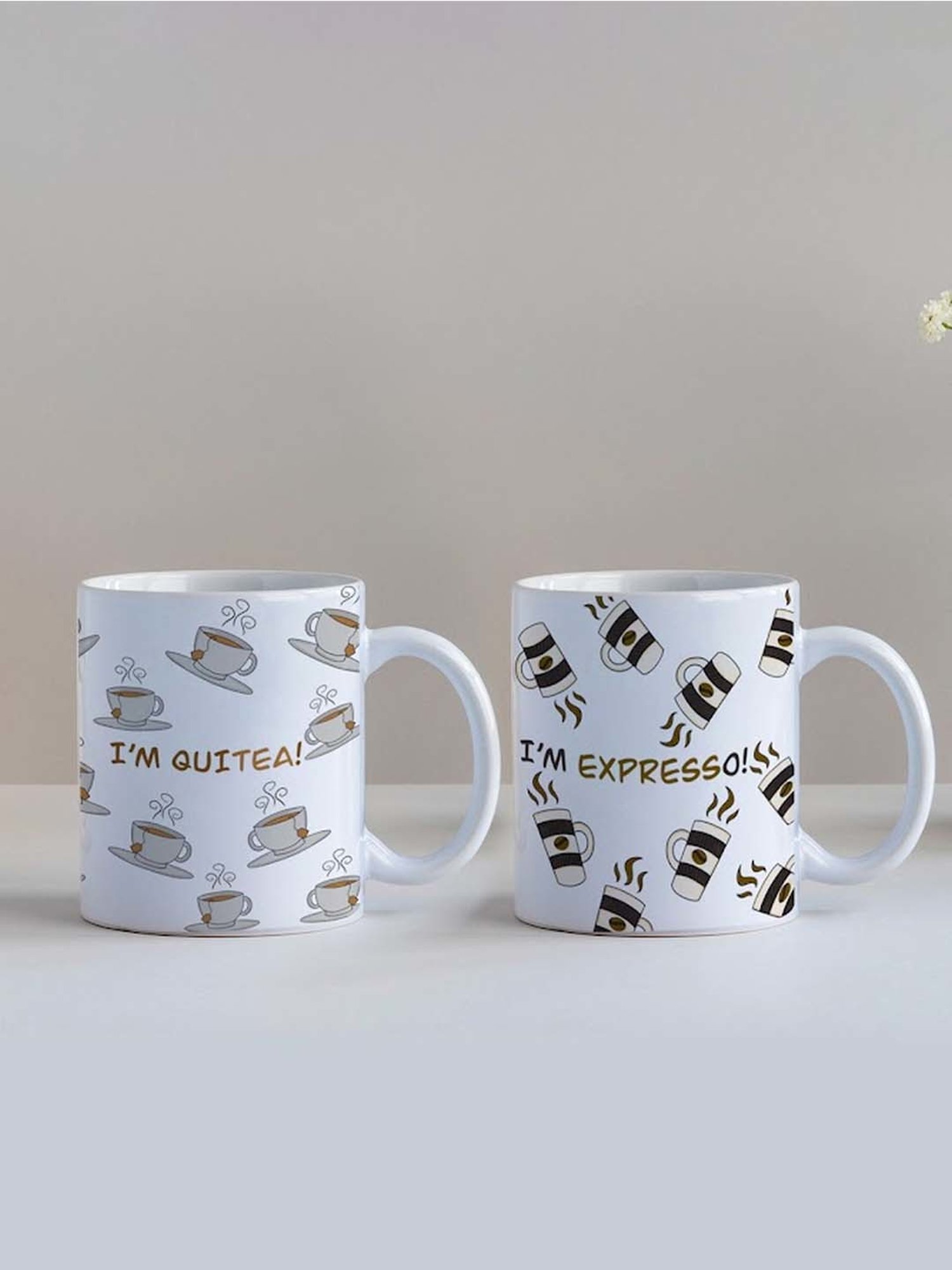 Nestroots Grey Stoneware Microwave Safe I'M Expresso Mug (0.325 L) - Set of 2