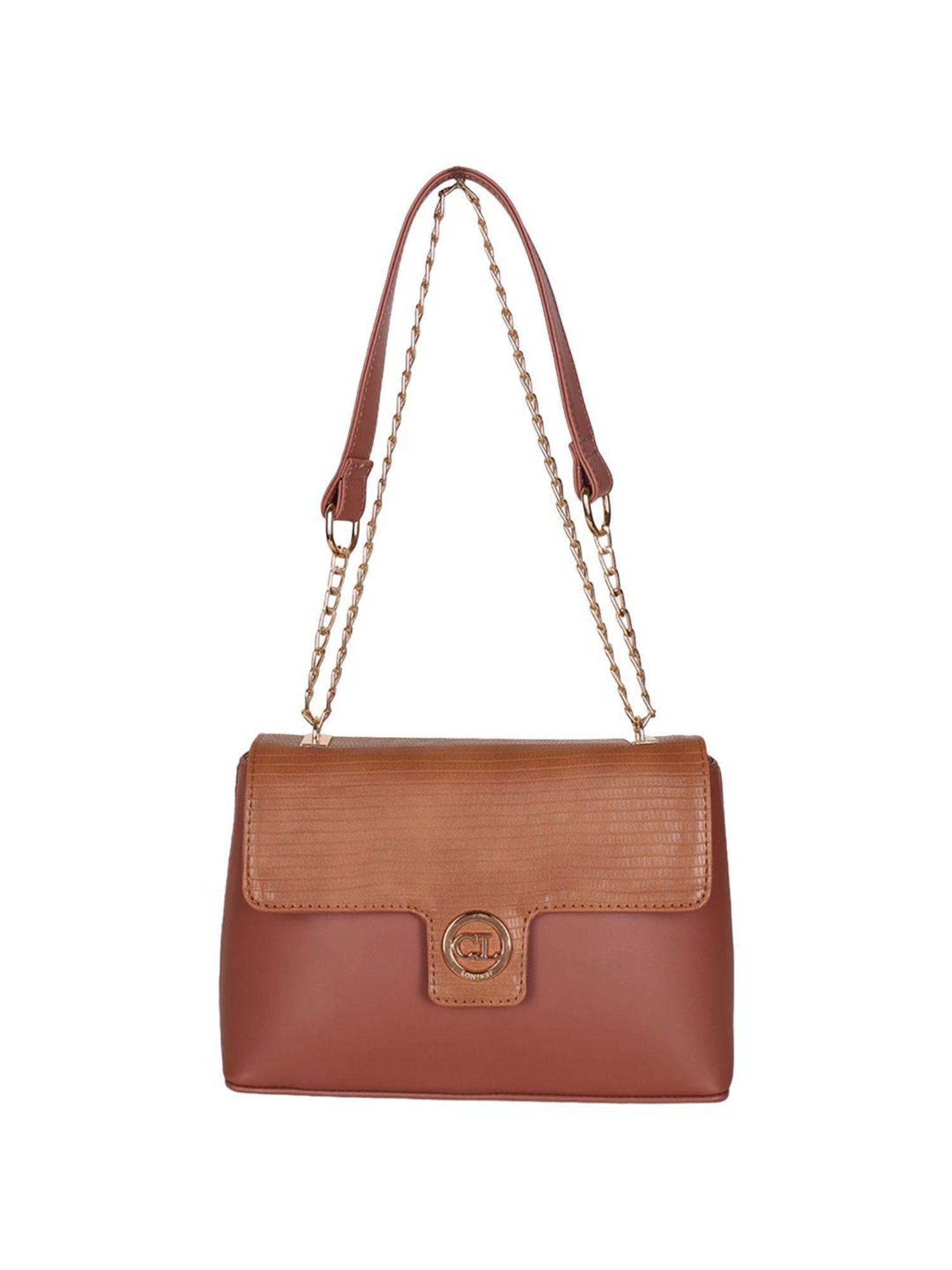 Carlton London Tan Textured Medium Sling Handbag