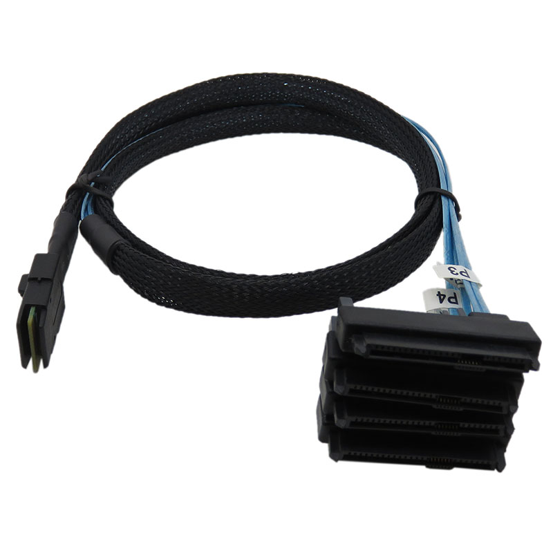 CableDeconn Internal Mini SAS 36pin SFF-8087 to (4) 29pin+15Pin SFF-8482 connectors with SATA Power 0.5M
