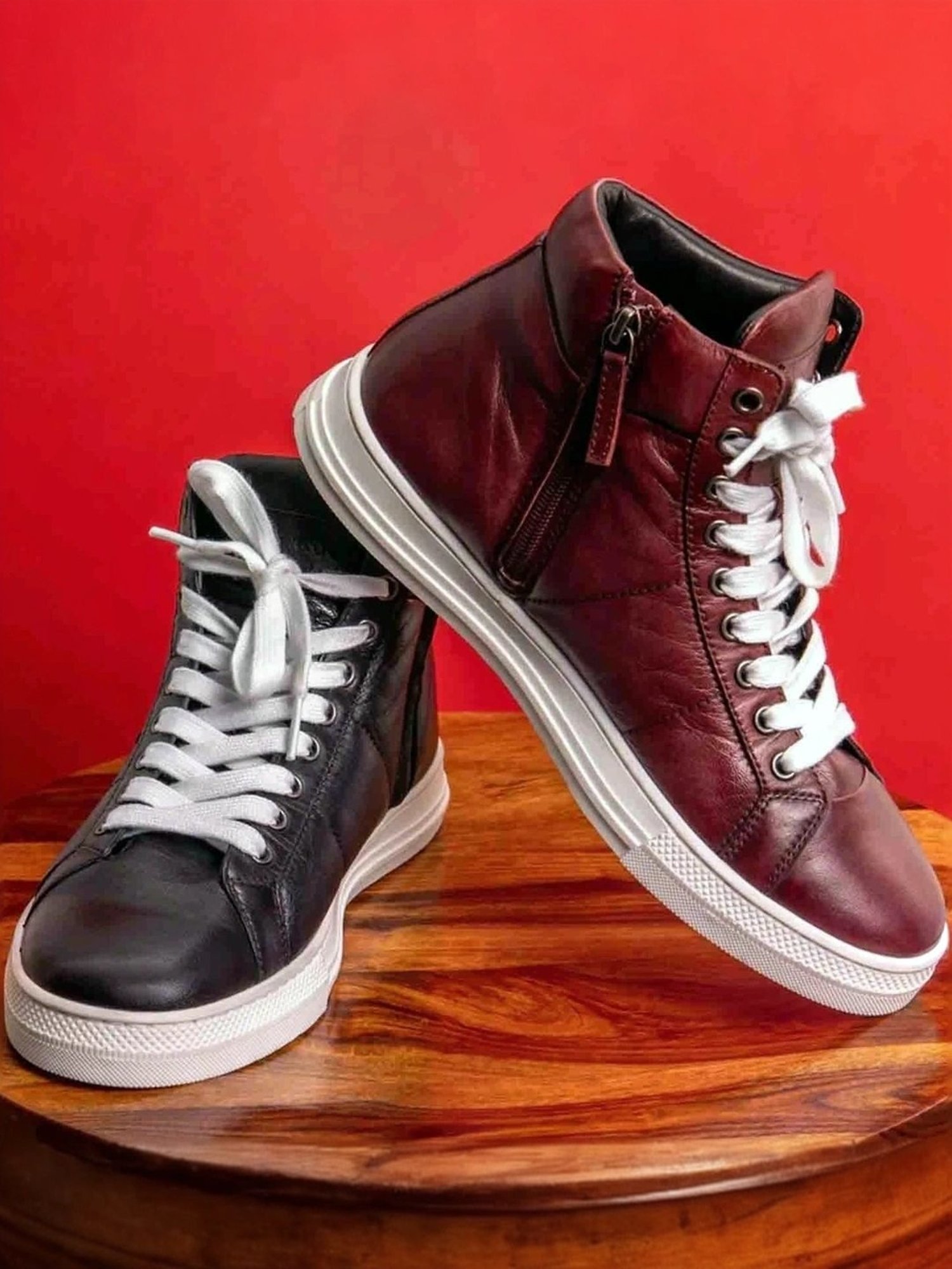 Saint G Men's Tesoro Burgundy Ankle High Sneakers