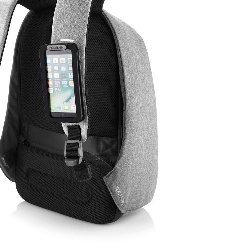 XD Design Bobby Pro Compact Anti Theft Waterproof Travel Laptop Backpack with USB Charging Port, Bottle Holder, and Phone Pouch, Grey