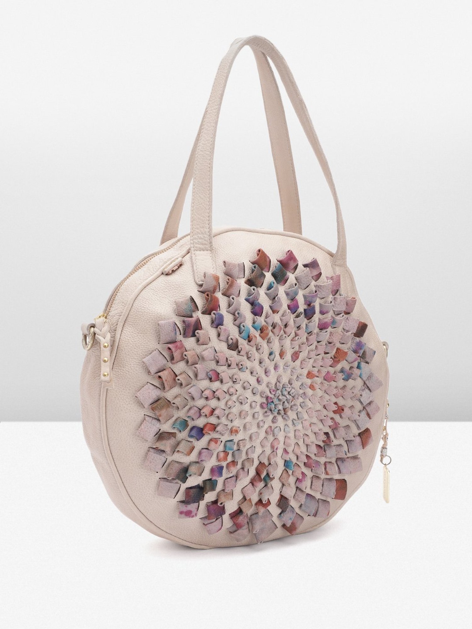 Art N Vintage Glory Beige Leather Textured Large Handbag