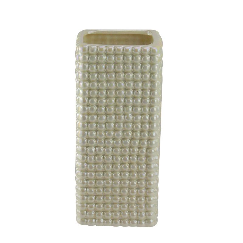 The HC Companies Cascade 13 Inch Round 23 Inch Tall Self Watering Indoor/Outdoor Flower Planter Pot with Soil Saver Liner and Drain Plug, Glossy White