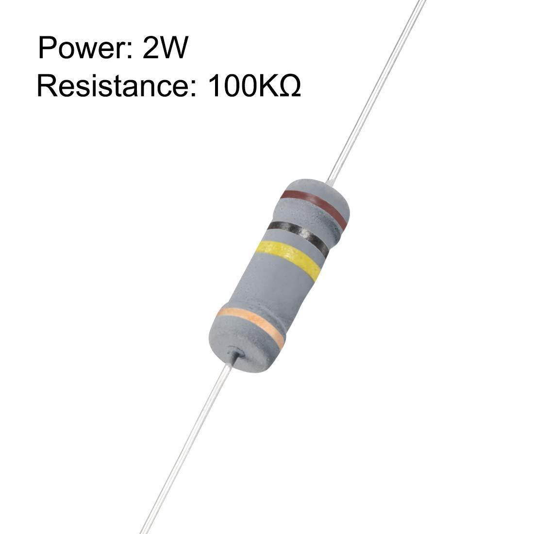 10pcs 2W 100K Ohm Carbon Film Resistor 5% Tolerance 4 Color Bands