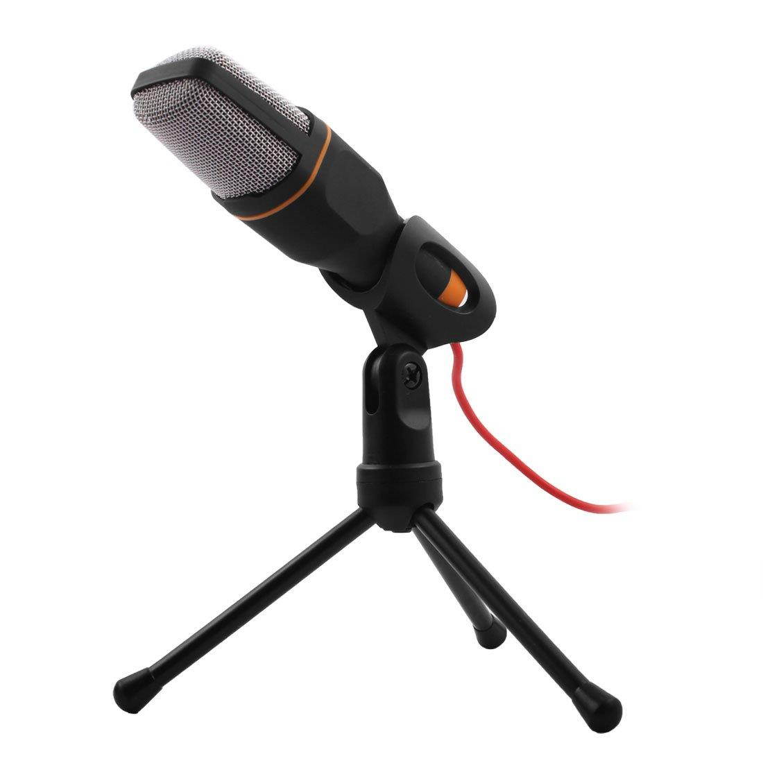 uxcell PC Laptop Computer Adjustable Stand 3.5mm Jack Condenser Sound Podcast Studio Microphone Black