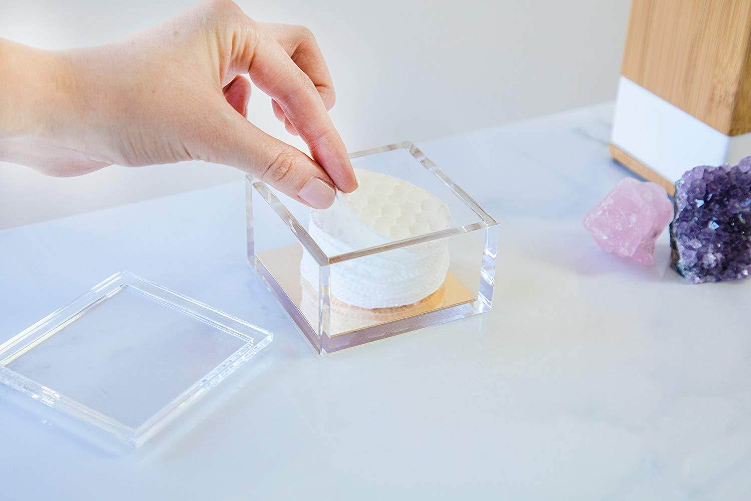 Acrylic & Gold Odds & Ends Box - A Classic Modern Design to Help Organize and Brighten Up Your Desk &ndash; Elegant Office Accessory (Small)