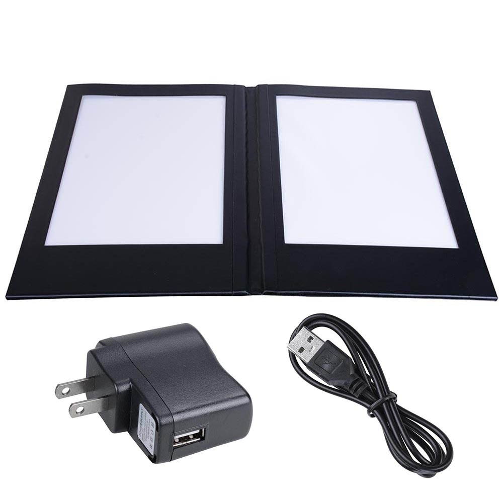 8.5"x11" 2-panel LED Backlit Illuminated Black Leatherette Menu Holder/check Displayer
