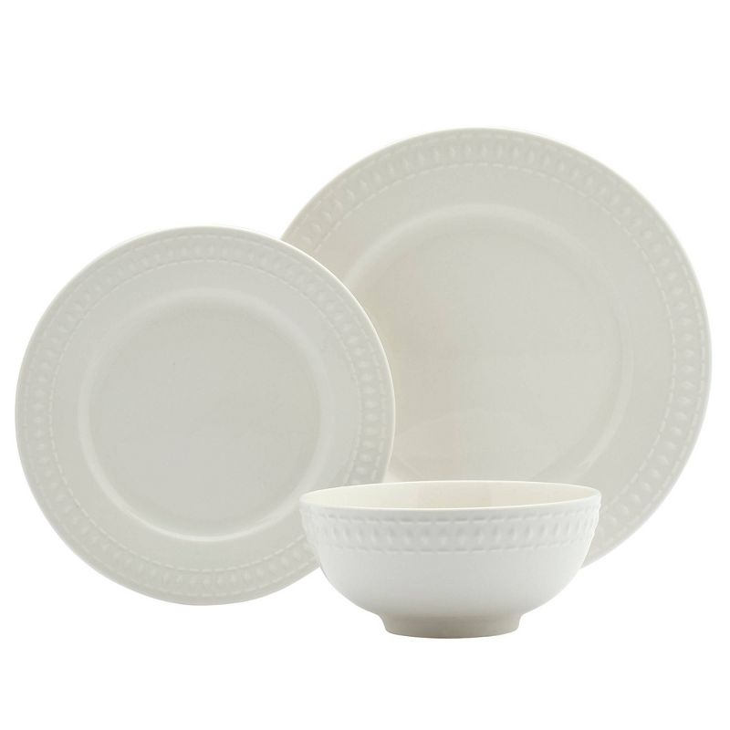 12pc Porcelain Embossed Bloom Dinnerware Set - Tabletops Gallery