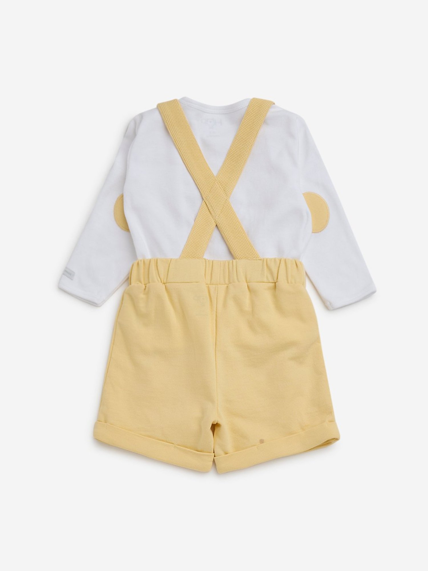 HOP Baby by Westside Yellow Animal Design Cotton T-Shirt & Shorts Set
