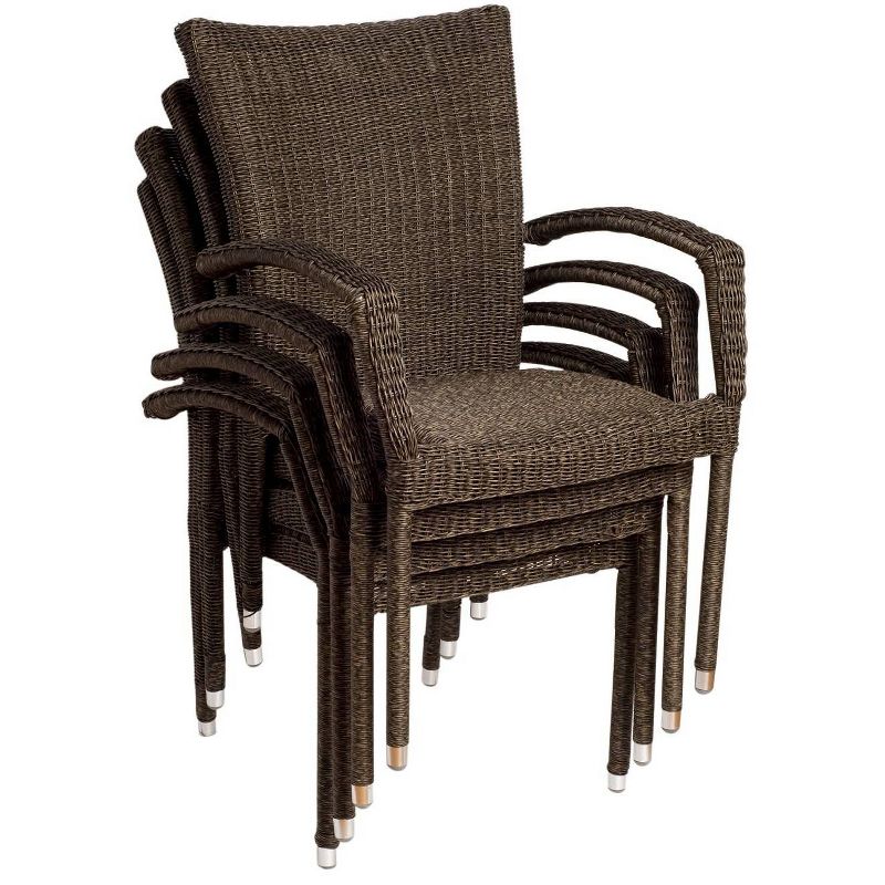 Ocean Grove 9pc Patio Teak Wood Wicker Double-Extendable Oval Dining Set - International Home Miami