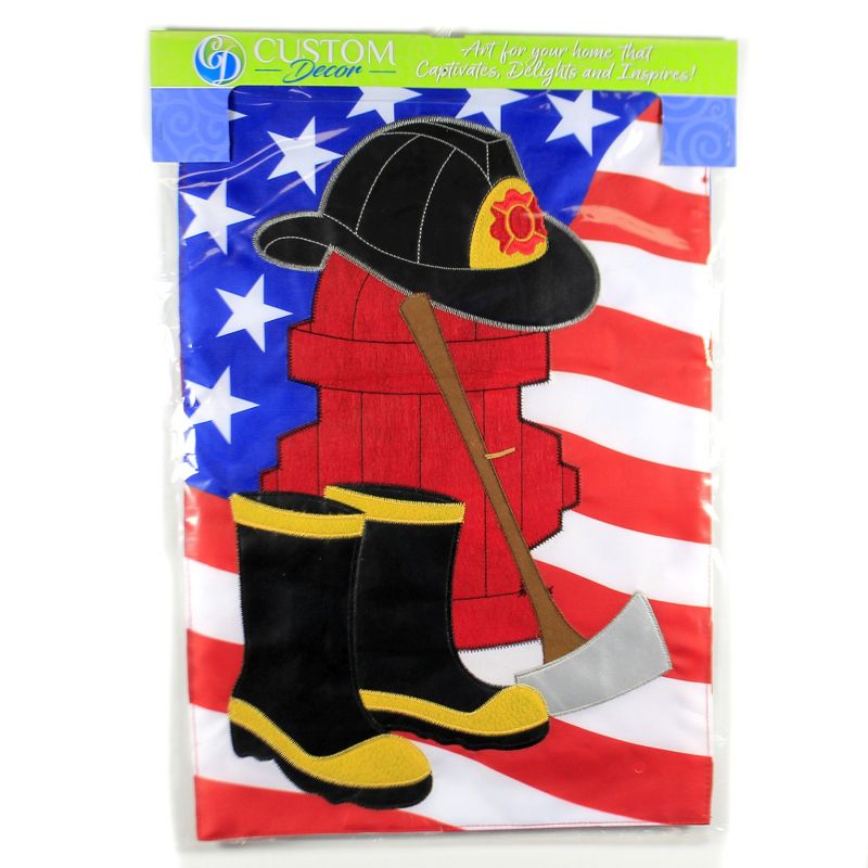Home & Garden 18.0" Applique Firefighter Garden Fla Custom Decor  -  Flags