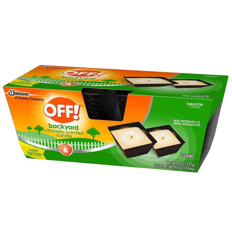OFF! 2ct 8oz Backyard Citronella Scented Candle