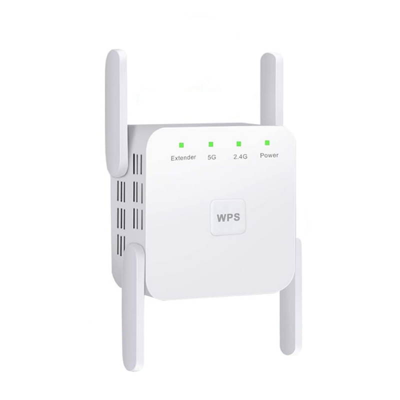 WiFi Range Extender, 1200Mbps WiFi Repeater Wireless Signal Booster, 2.4 & 5GHz Dual Band WiFi Extender White