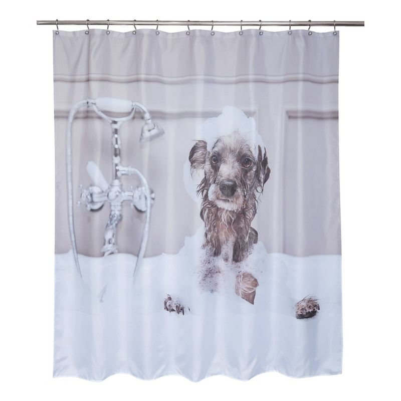 Dog Bath Shower Curtain White - Moda at Home