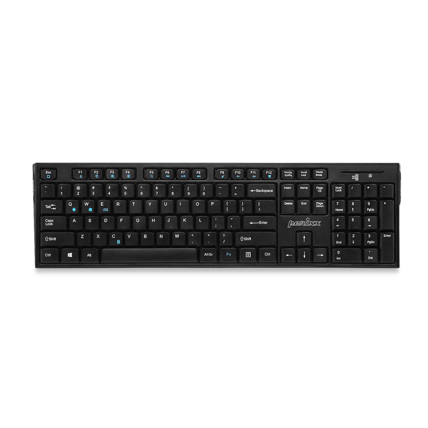 Perixx PERIBOARD-810 Wireless Bluetooth Standard Keyboard for Windows iOS Android System, Full-Size Layout, Black